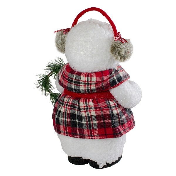 Plush Girl Snowman with Ear Muffs and Wreath Christmas Figure