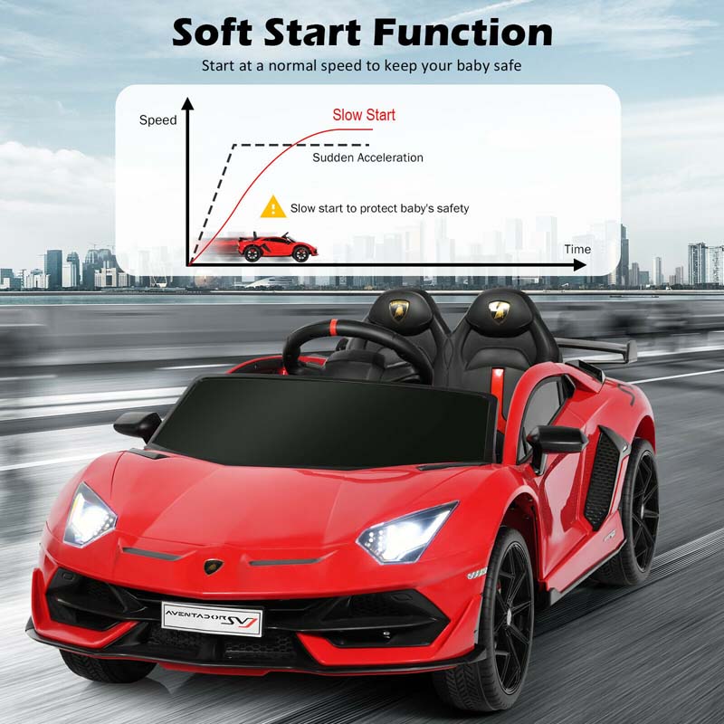 Licensed Lamborghini SVJ Kids Ride-On Car, 12V Battery Powered Sports Car Toy with Trunk & Remote