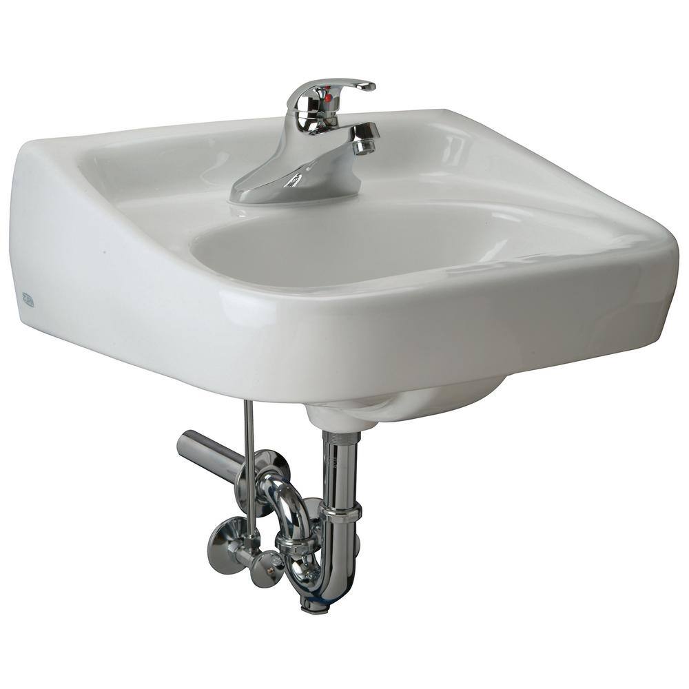 Zurn 1-Manual Hand Washing System Vitreous China Rectangular Vessel Sink in White with Single Centerset Control Faucet Z.L1.M