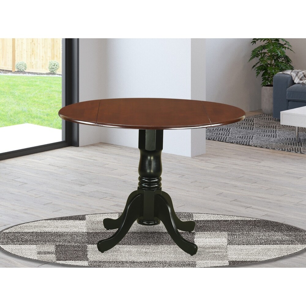 East West Furniture Dublin Dining Room Table   a Round kitchen Table Top with Dropleaf   Pedestal Base  Finish Options)