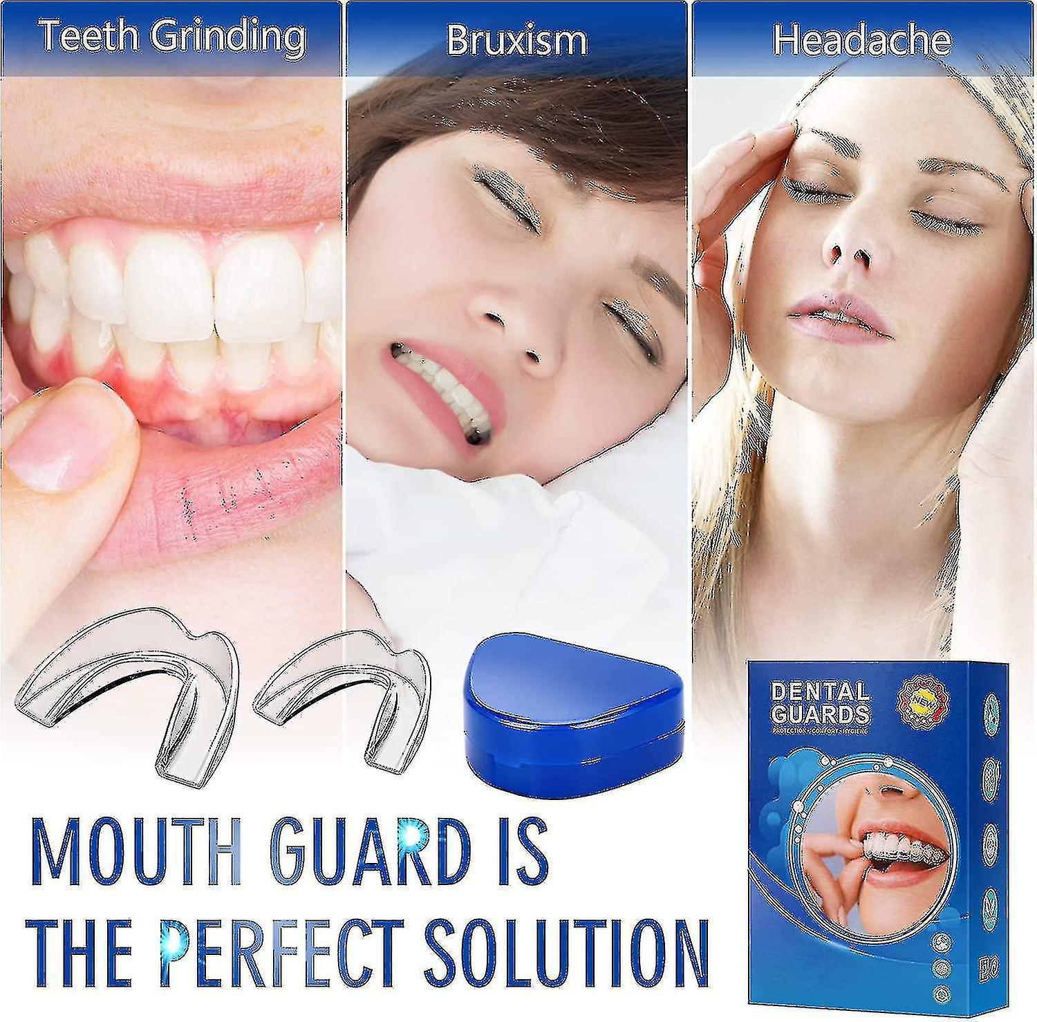 8pcs Mouth Guard For Grinding Teeth， Mouth Guard For Clenching Teeth At Night， Comes In 2 Sizes