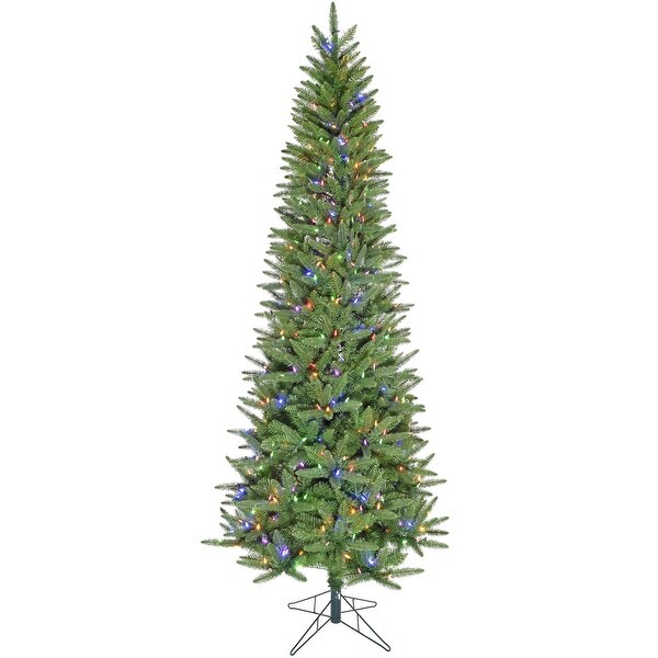 Fraser Hill Farm 9Ft. Winter Falls SlimSilhouette Christmas Tree with 8Function MultiColor LED Lighting，Music