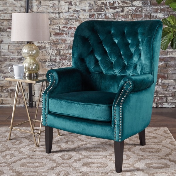 Tomlin Nailhead Velvet Club Chair by Christopher Knight Home