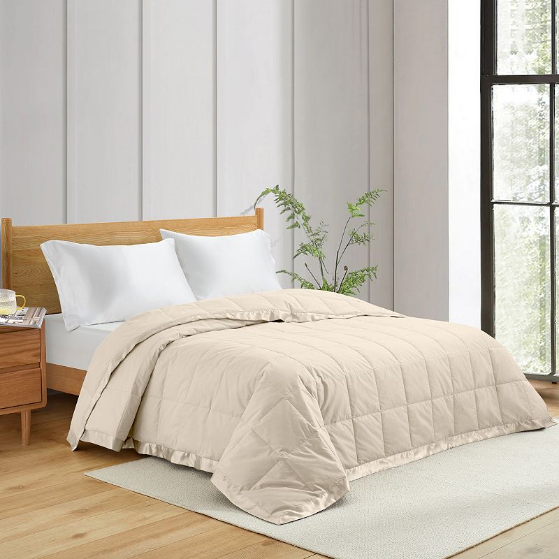 Unikome Oversized Lightweight Down Blanket with Satin Trim - 75% Down Fill