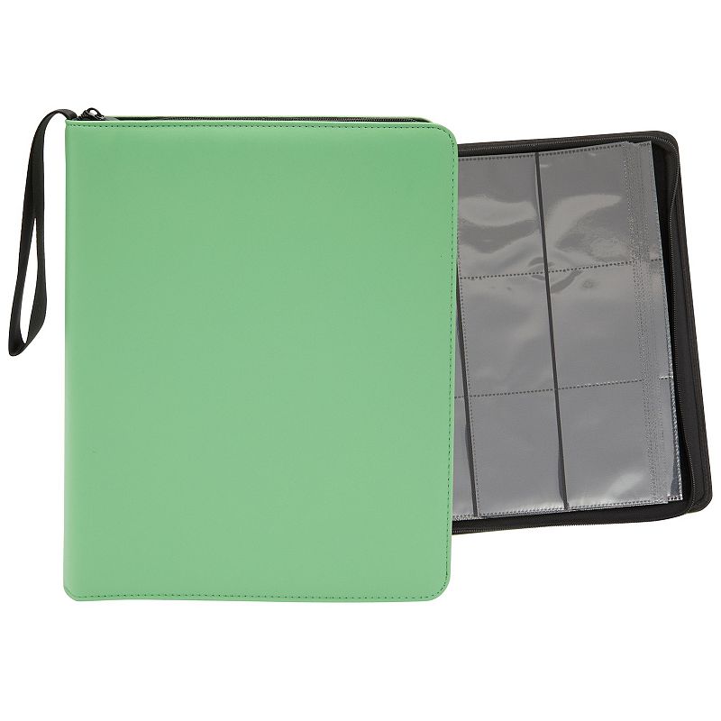 Trading Card Binder With 9-pocket Plastic Sleeves， Zipper Organizer For 360 Tcg Cards (green)