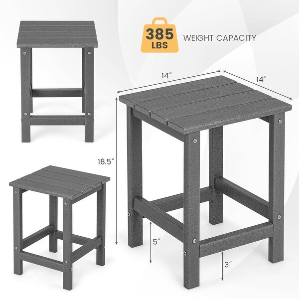 14'' Patio Adirondack Side End Table HDPE Square Weather Resistant