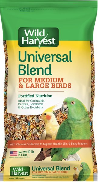 Wild Harvest Universal Blend Fortified Nutrition for Medium and Large Bird Birdfeed， 10-lb