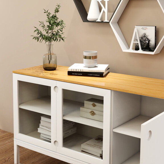 Dining sideboard with 2 glass doors in a semi circ...