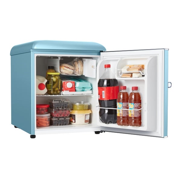 1.7 Cu ft Retro Single Door Mini Fridge， Blue， Estar