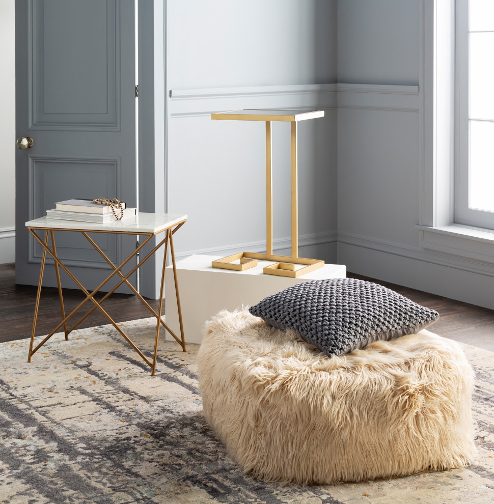 Surya Norah NRH 001 End Table  White/Gold   Midcentury   Side Tables And End Tables   by Super Area Rugs  Houzz