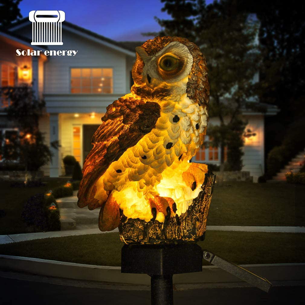 Kidsjoy LED Solar Garden Light Flamingo Owl Lawn Lamp Waterproof Solar Led Lights Outdoor Lighting Night Light Decorative Home Garden (Brown)