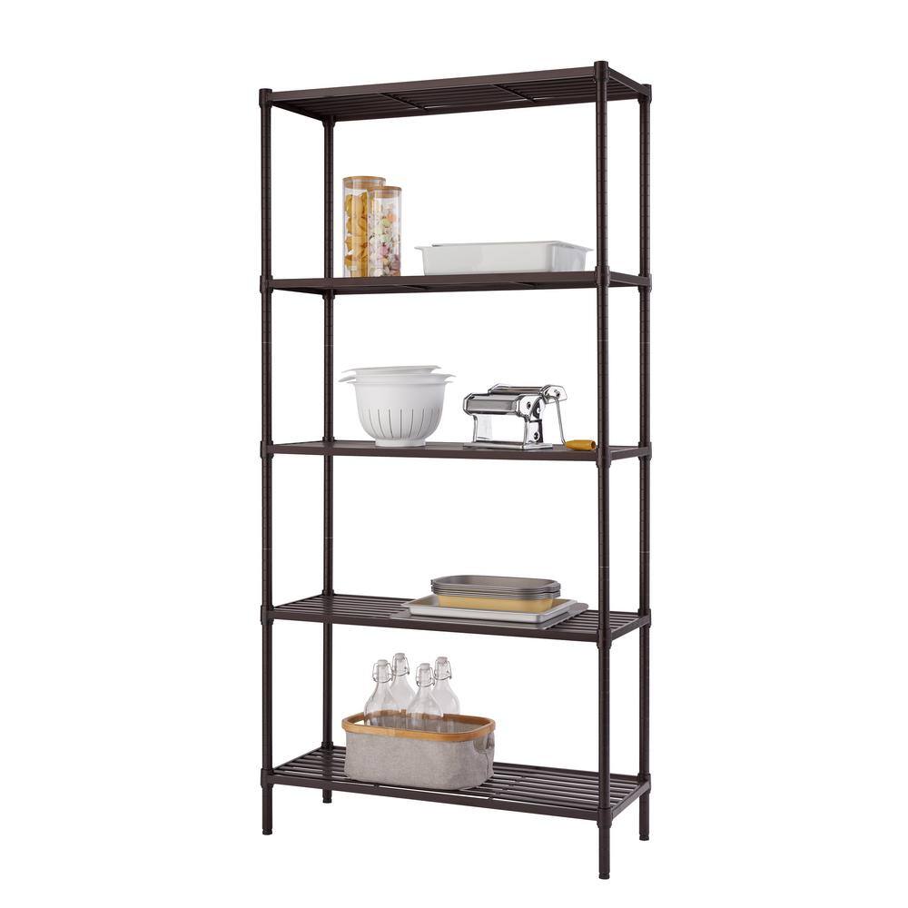 Trinity Bronze 5-Tier Steel Wire Shelving Unit (36 in. W x 72 in. H x 14 in. D) TBFPBR-2502