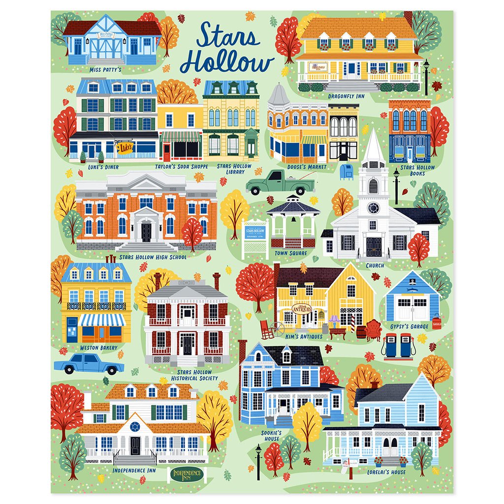 Hallmark  Gilmore Girls Stars Hollow Map Blanket, 50x60