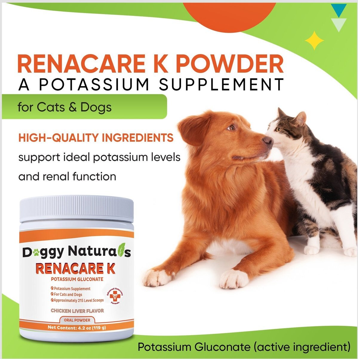 Pet Health Pharma RenaCare K Powder Kidney Cat and Dog Supplement， 4.2-oz