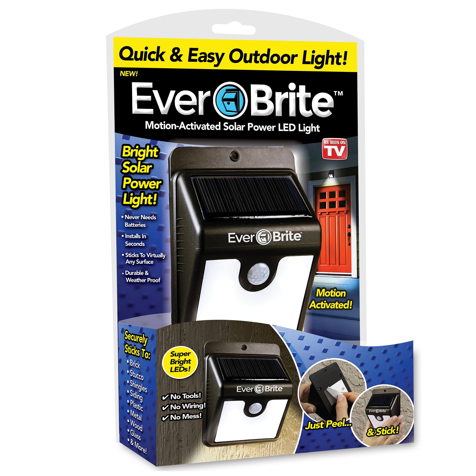 Ever Brite Motion Sensor Outdoor Light Solar Powered LED Light， as Seen on TV