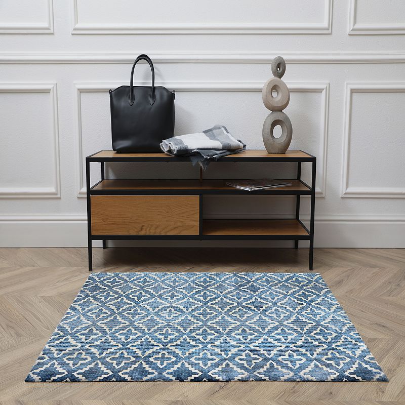 Linon Motif Faux Rabbit Rug Linear