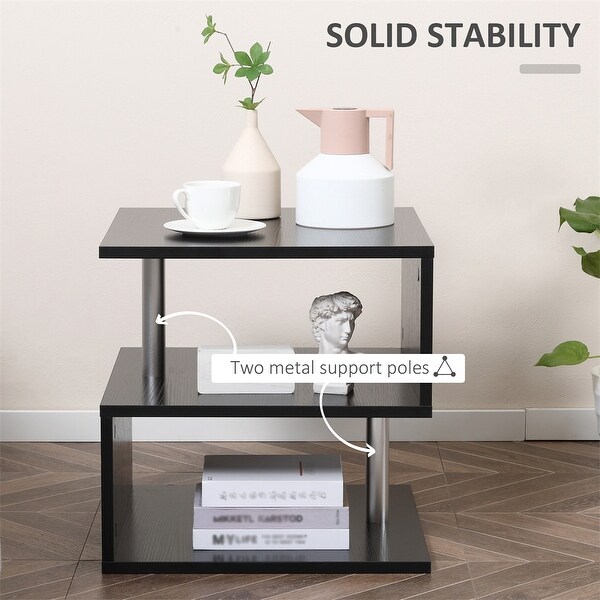 End Table，Accent Side Table，SShaped Coffee Table with Storage Shelf