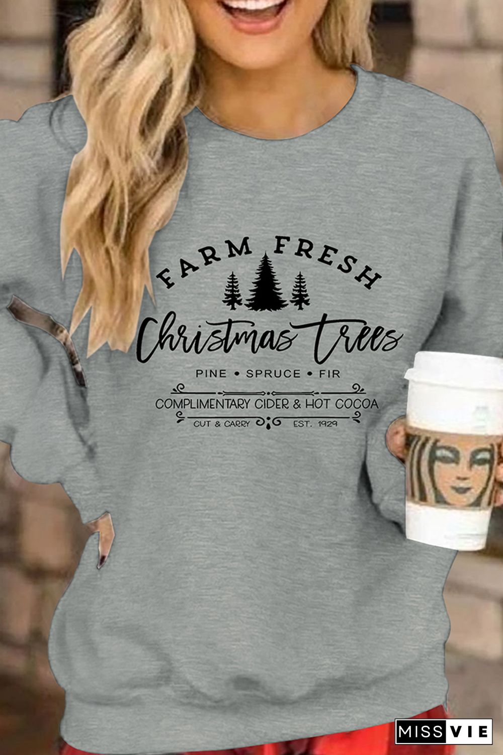 Farm Fresh Christmas Trees Pullover Sweatshirt Women Wholesale