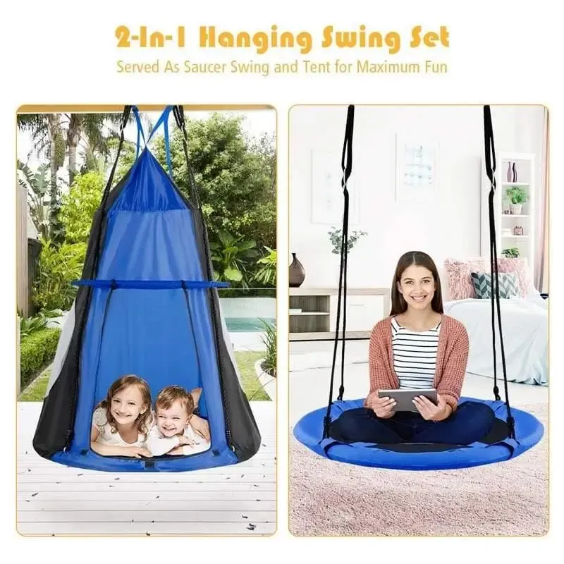 40'' Kids Hanging Tent Swing Saucer Chair Swing Tent Set