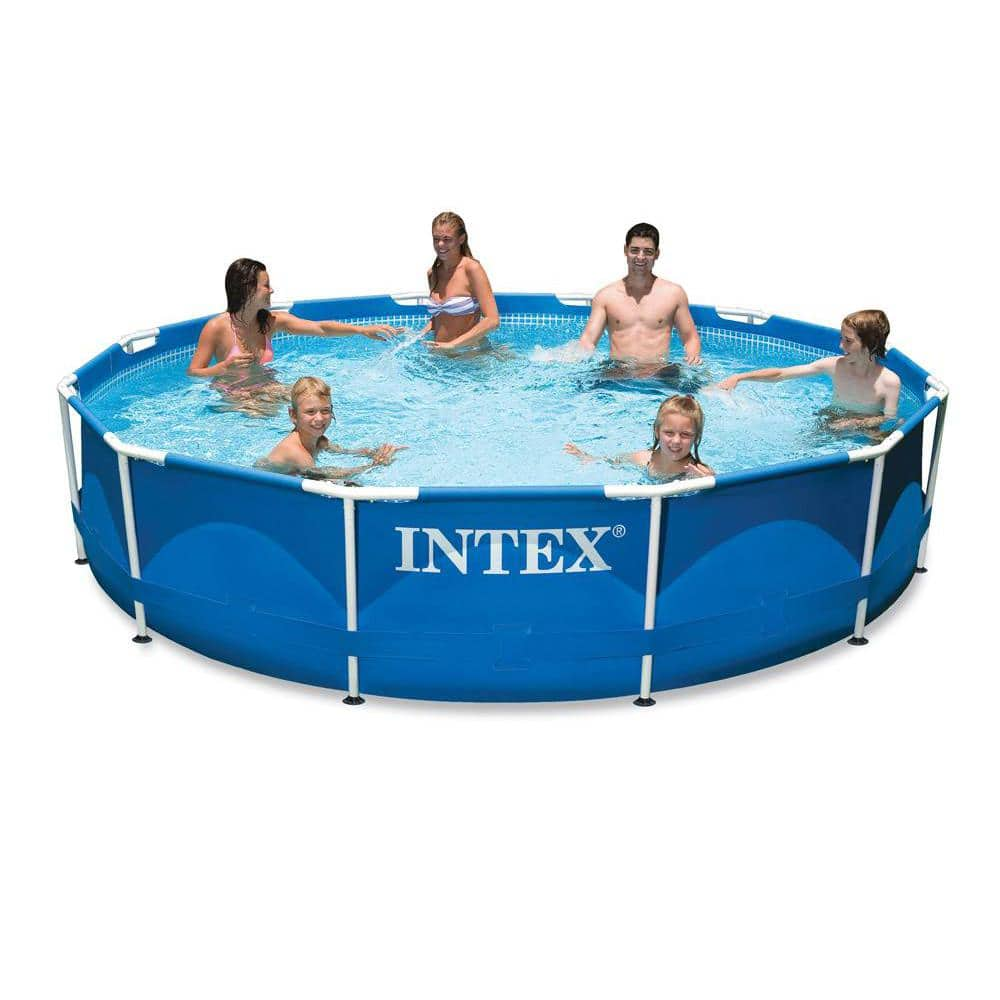 Intex Round 10 ft. Metal Frame Swimming Pool with Filter Pump and Pool Cleaning Kit (2-Pack) 30 in. H 2 x 28002E + 28201EH