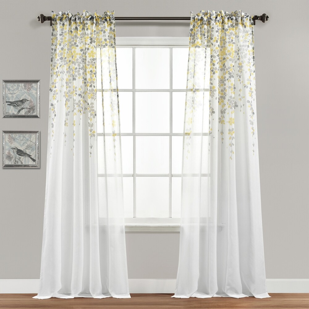 Lush Decor Weeping Flower Sheer Window Curtain Panel Pair   84\