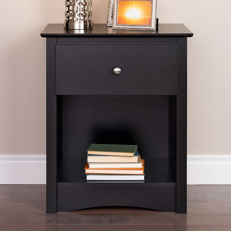 Prepac 1-Drawer Tall Black Nightstand