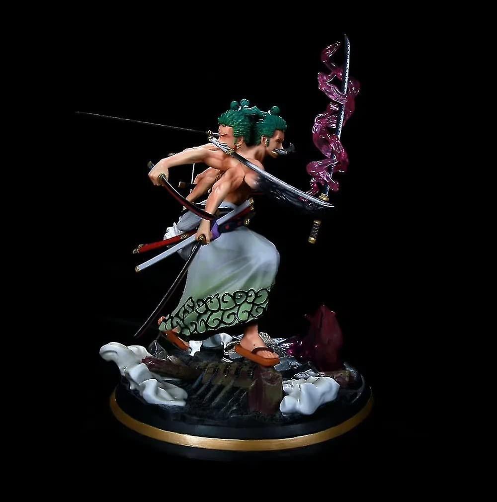 31cm Nine Blades Stream Zoro Glowable Pvc Anime Cartoon Game Character Boutique Figure Desktop Decoration Limited Edition Newest Gift