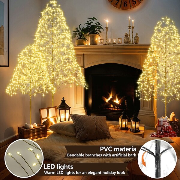 3Piece Charming Christmas Light Tree 4FT and 5FT and 6FT，Lighted Christmas Tree，Artificial Xmas Tree for Decoration