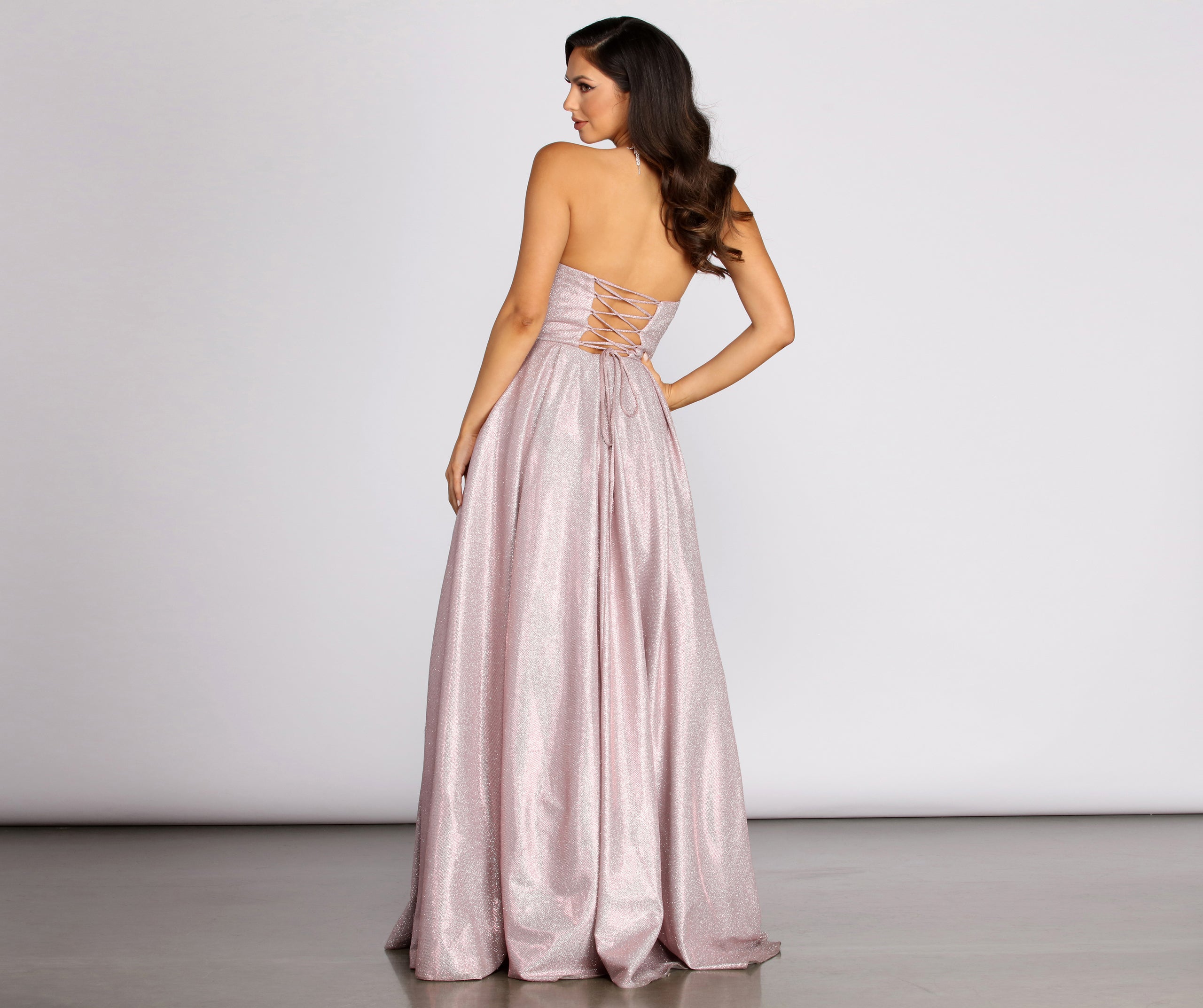 Kylie Strapless Glitter Ball Gown