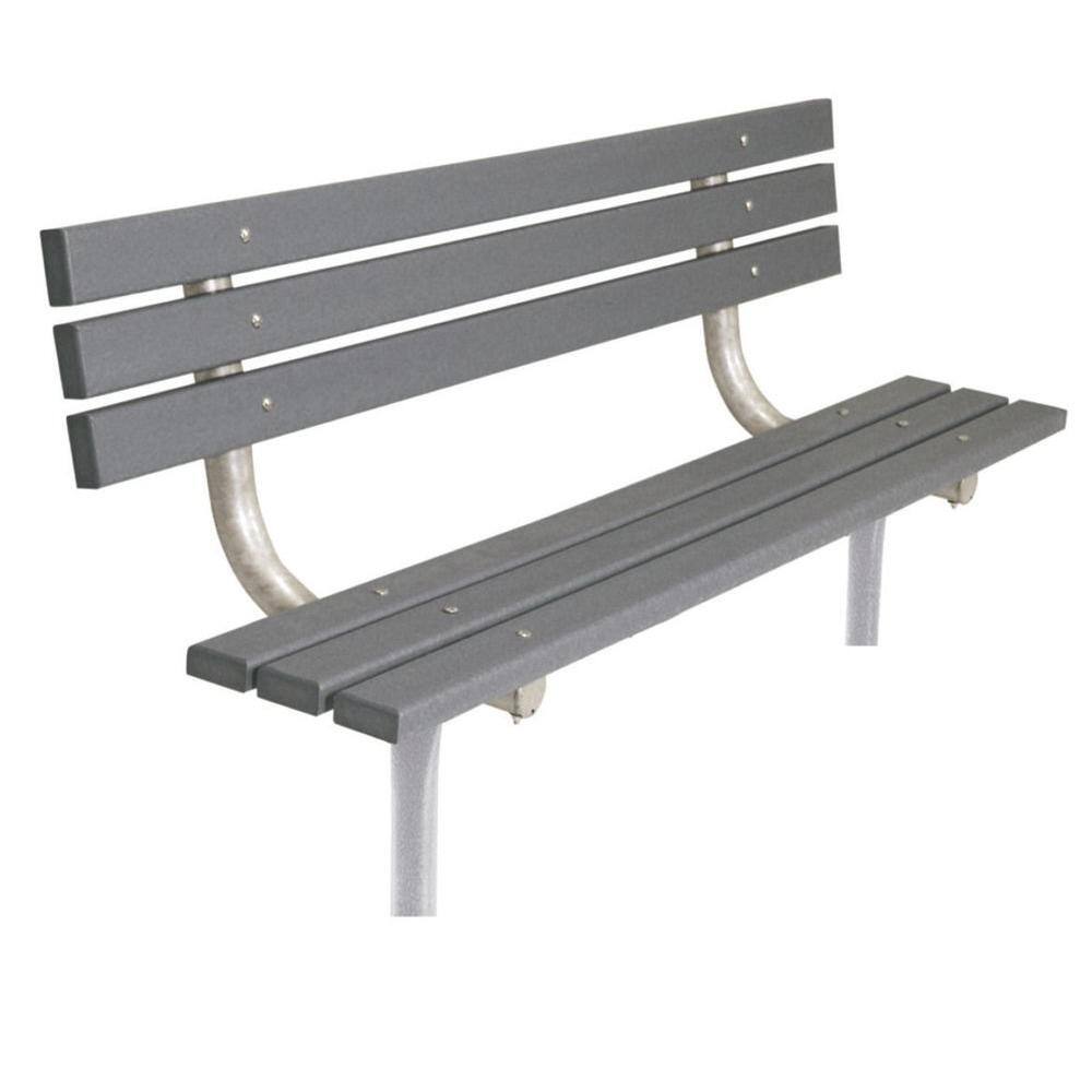 Ultra Play 6 ft. Gray Commercial Park In-Ground Recycled Plastic Bench with Back G940S-GRY6