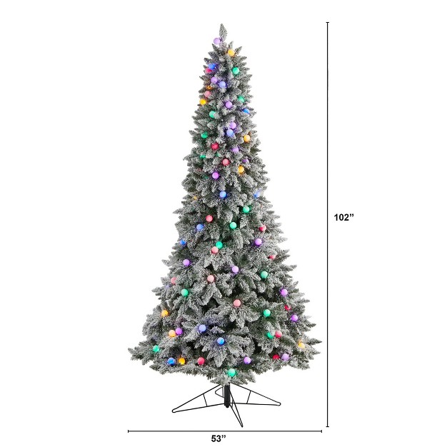 Nearly Natural 8.5-ft Flocked British Columbia Mountain Fir Artificial Christmas Tree