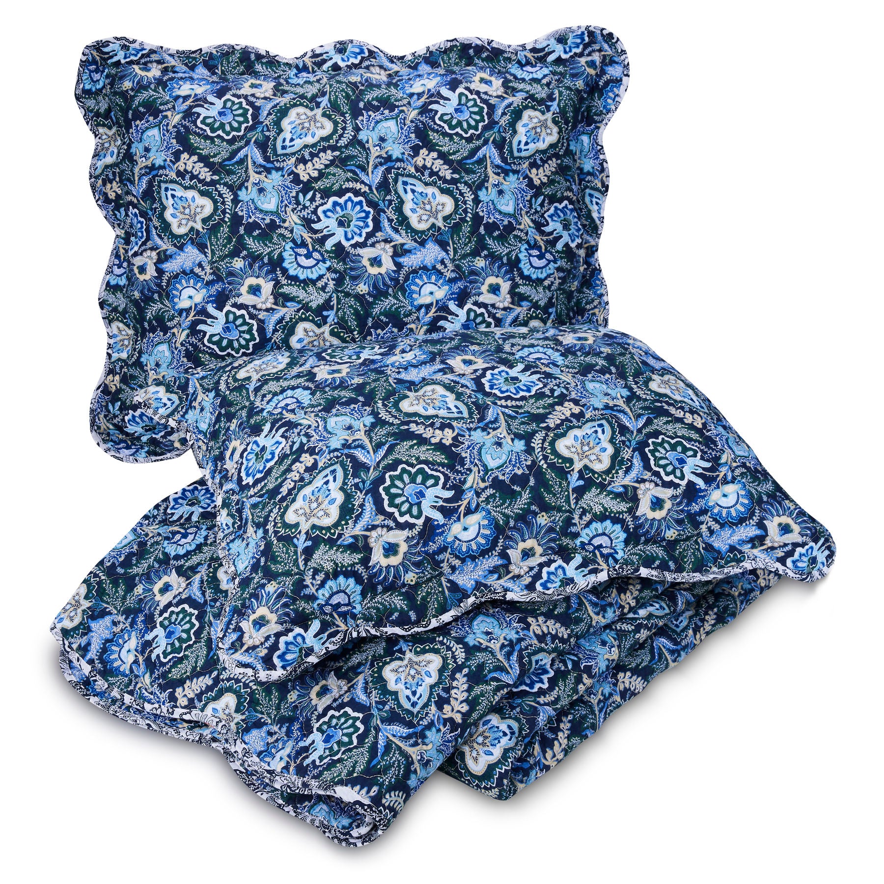 Java Navy Scallop Quilt Set