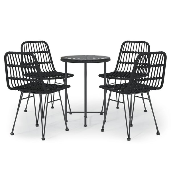 vidaXL Bistro Set Outdoor Patio Balcony Table and Chairs Rattan Look 5 Piece