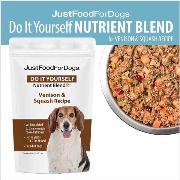 JustFoodForDogs DoItYourself Venison and Squash Recipe Fresh Dog Food Recipe and Nutrient Blend