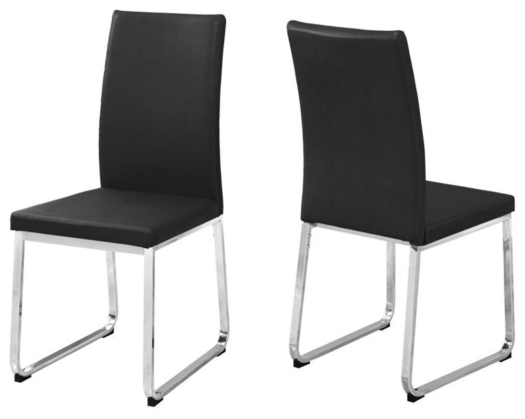 Dining Chair Set Of 2 Side Upholstered Kitchen Pu Leather Look Black   Contemporary   Dining Chairs   by Homesquare  Houzz