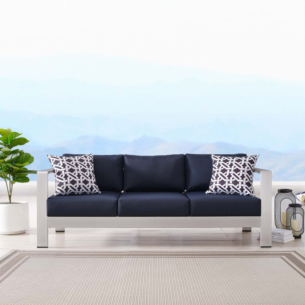 Shore Outdoor Patio Aluminum Sofa   Contemporary   Outdoor Sofas   by Modway  Houzz