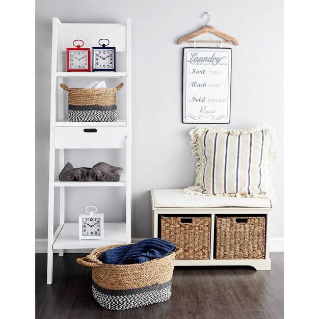 Traditional Wood Storage Basket Bench White Olivia amp May