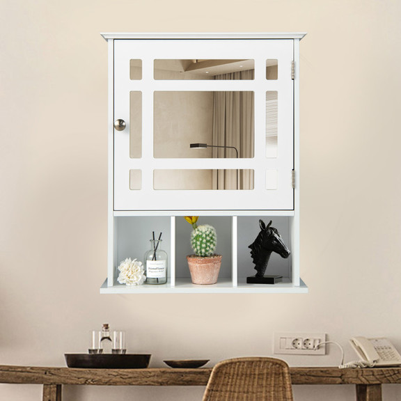 Costway 06235971 Wall Mounted and Mirrored Bathroo...