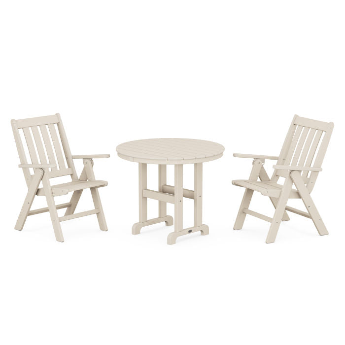 Polywood Vineyard Folding Chair 3-Piece Round Dining Set PWS1353-1