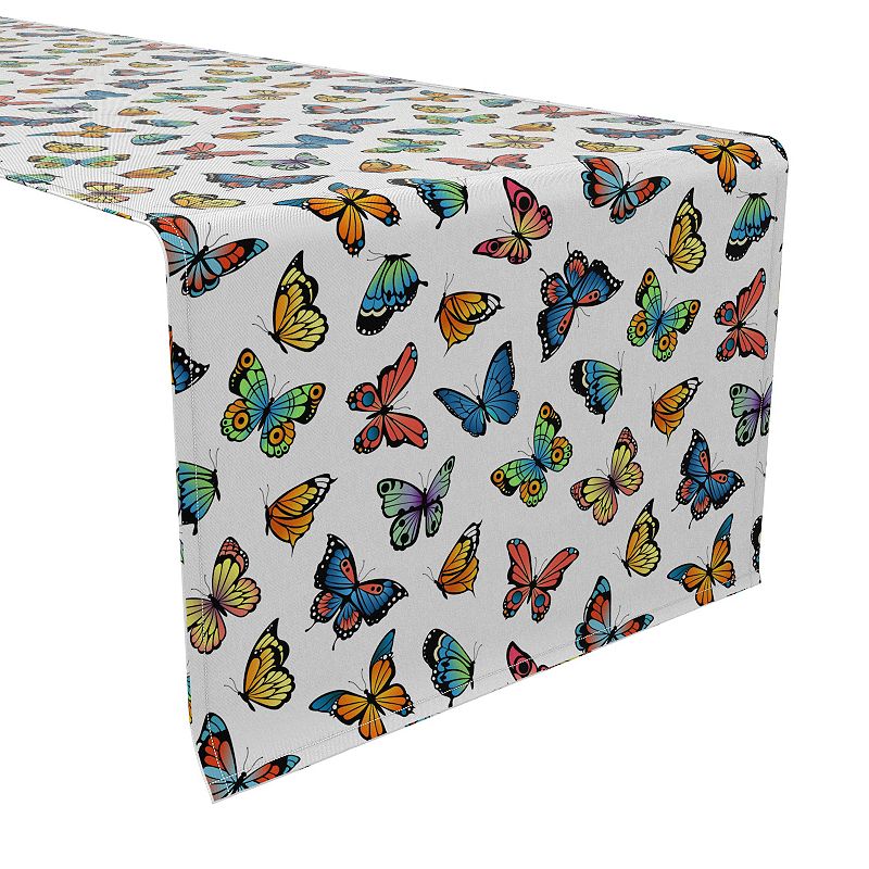 Table Runner， 100% Cotton， 16x72， Butterflies in Bold Colors