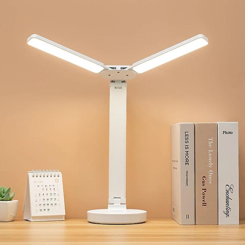 LED USB Desk Lamp Double-Head Lighting Eye Protection Dimmable Table Lamp For Reading Multi-Angle Foldable Night Lights