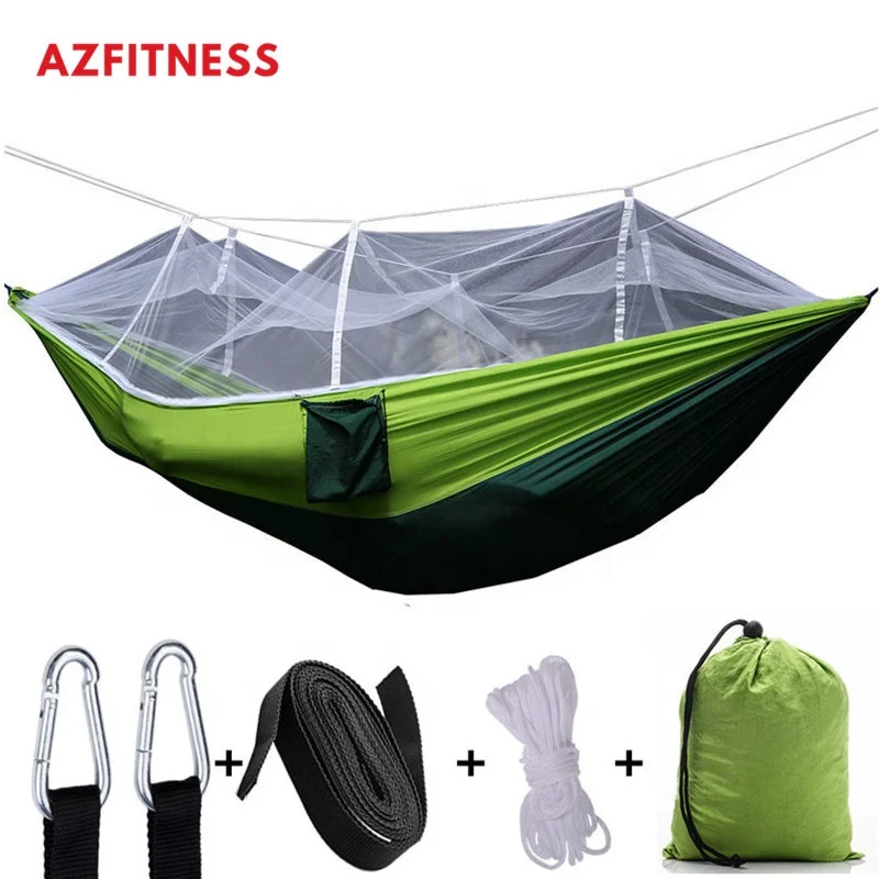 Sale Comfortable Easy Hanging 210T Parachute Hiking Foldable Swing Camping Outdoor Nylon Hammock With Mosquito Net