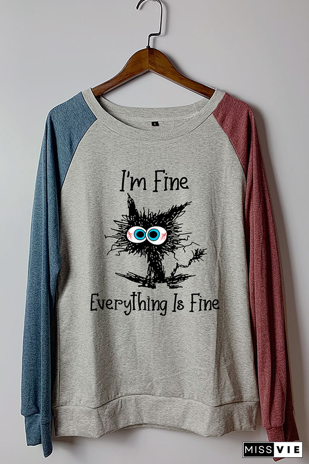 I'm Fine Everything Is Fine Long Sleeve Graphic Tee Wholesale