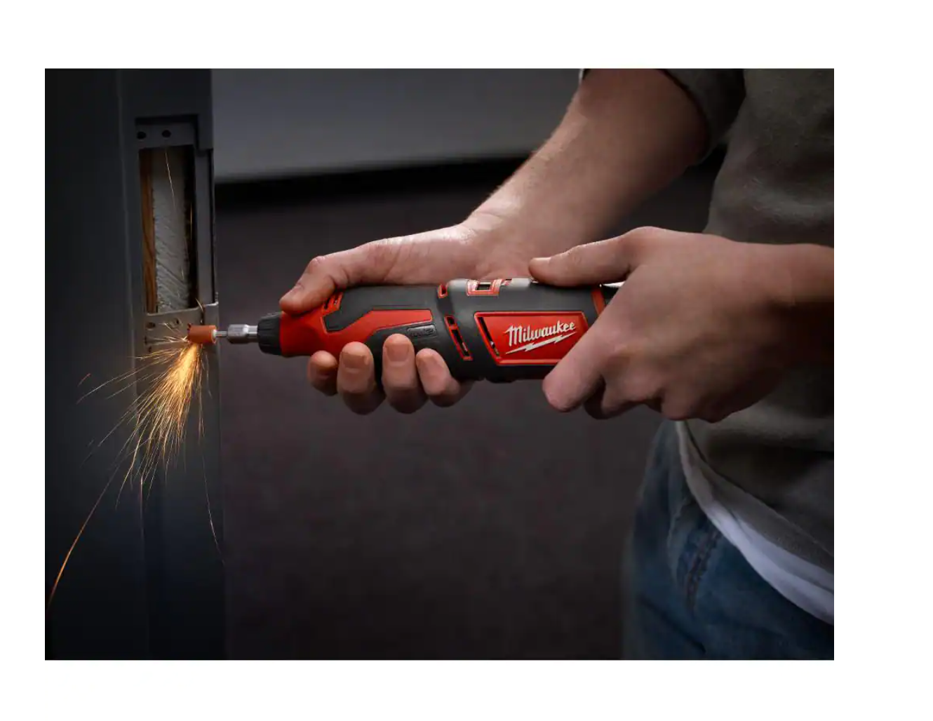 Milwaukee 2467-20-2460-20-48-11-2460 M12 12V Lithium-Ion Cordless 1/4 in. Right Angle Hex Impact Driver with M12 Rotary Tool and 6.0 Ah XC Battery Pack