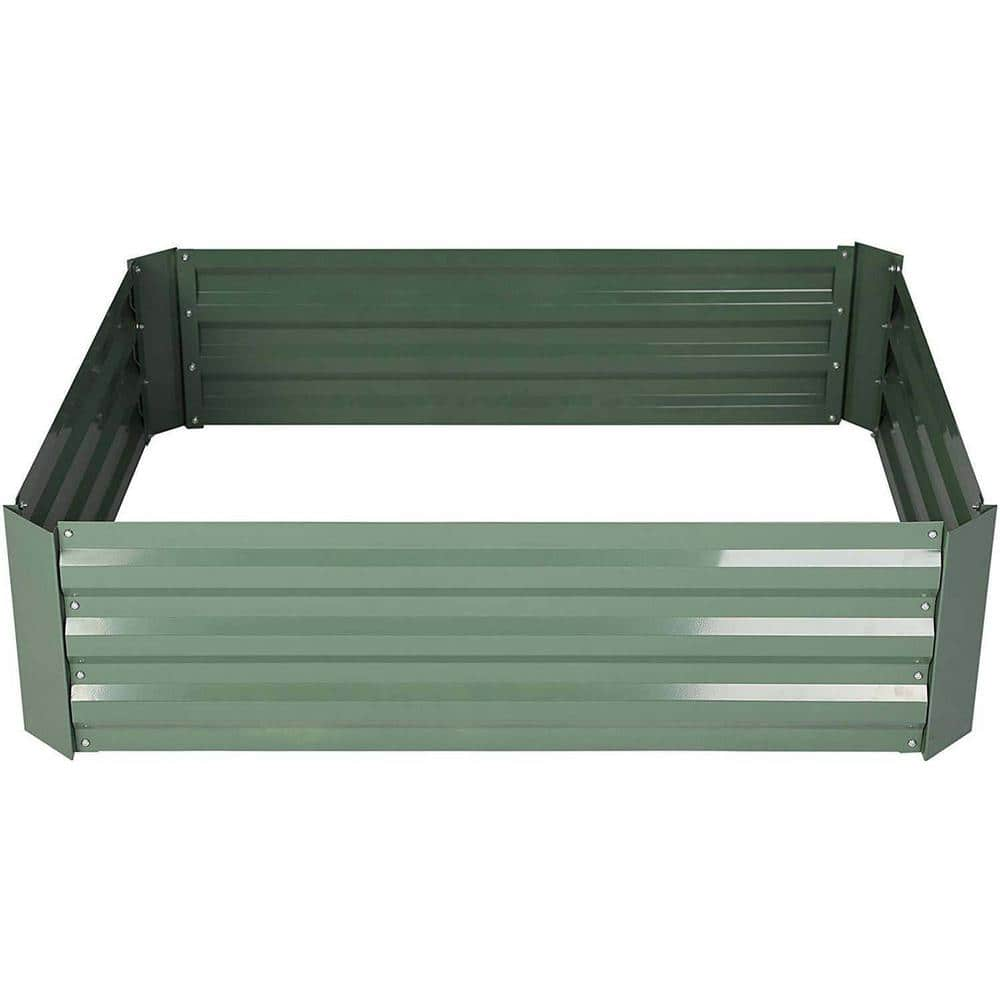 Zeus and Ruta 36 in. x 12 in. Green Metal Raised Garden Bed Galvanized Planter Box Anti-Rust Coating for Flowers Vegetables wq-272