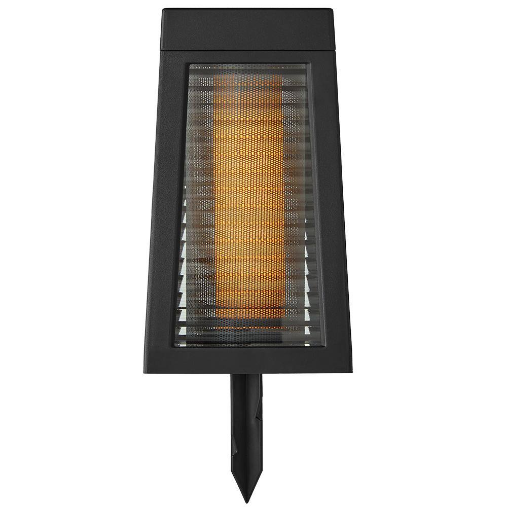 Hampton Bay Ambrose Solar 6 Lumens Matte Black Integrated LED Flicker Flame Lantern Path Light WeatherWaterRust Resistant 93308