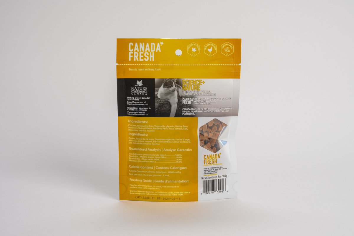 Canada Fresh Chicken Soft and Chewy Cat Treats， 3-oz bag