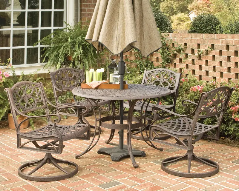 Sanibel 48 Bronze 5 Piece Outdoor Dining Set with Swivel Chairs