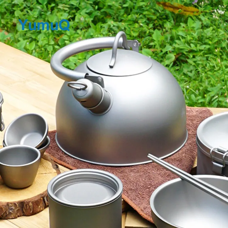 YumuQ 18.5cm x 21cm 2L Wholesale Foldable Titanium Outdoor Camping Water Mug Kettle For Travel Hiking