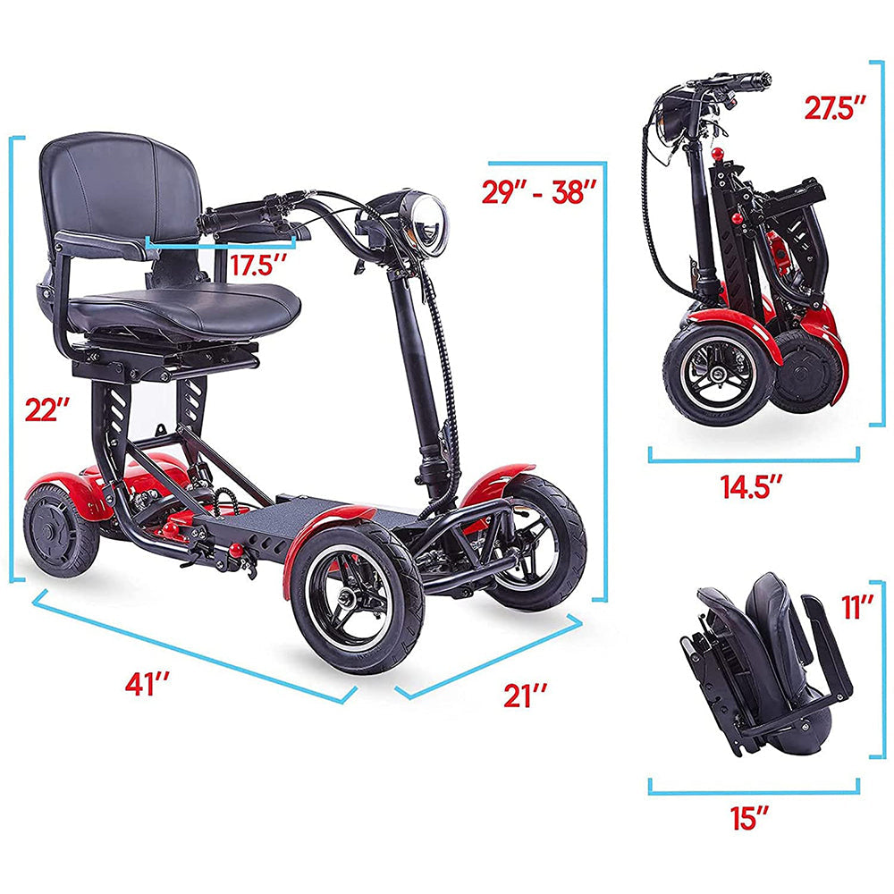 Culver Mobility - LYNX - Foldable 4 Wheels Mobility Scooter, Battery Powered Weight Capacity 300 lbs - RED